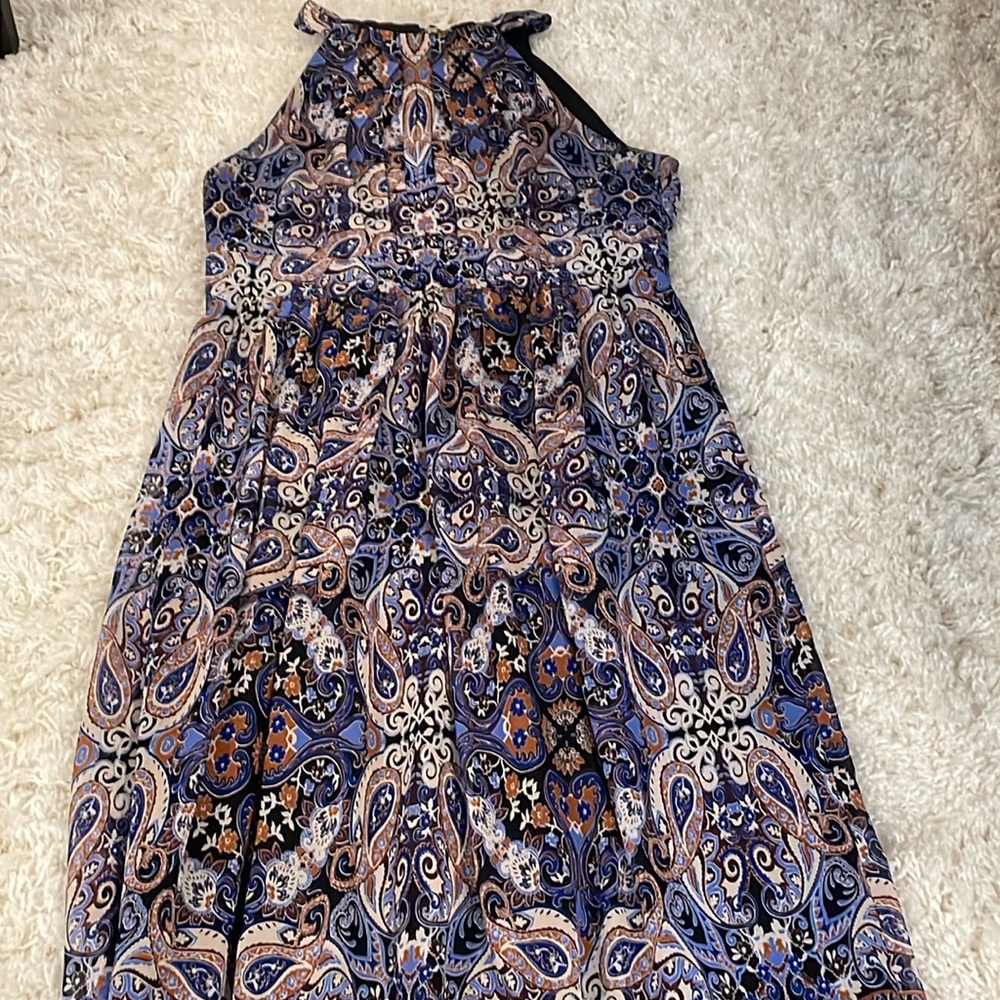 INC Multicolored Paisley Print Halter Maxi Dress